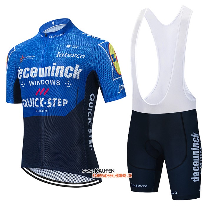 Deceuninck Quick Step Kurzarmtrikot 2021 und Kurze Tragerhose Blau Volett